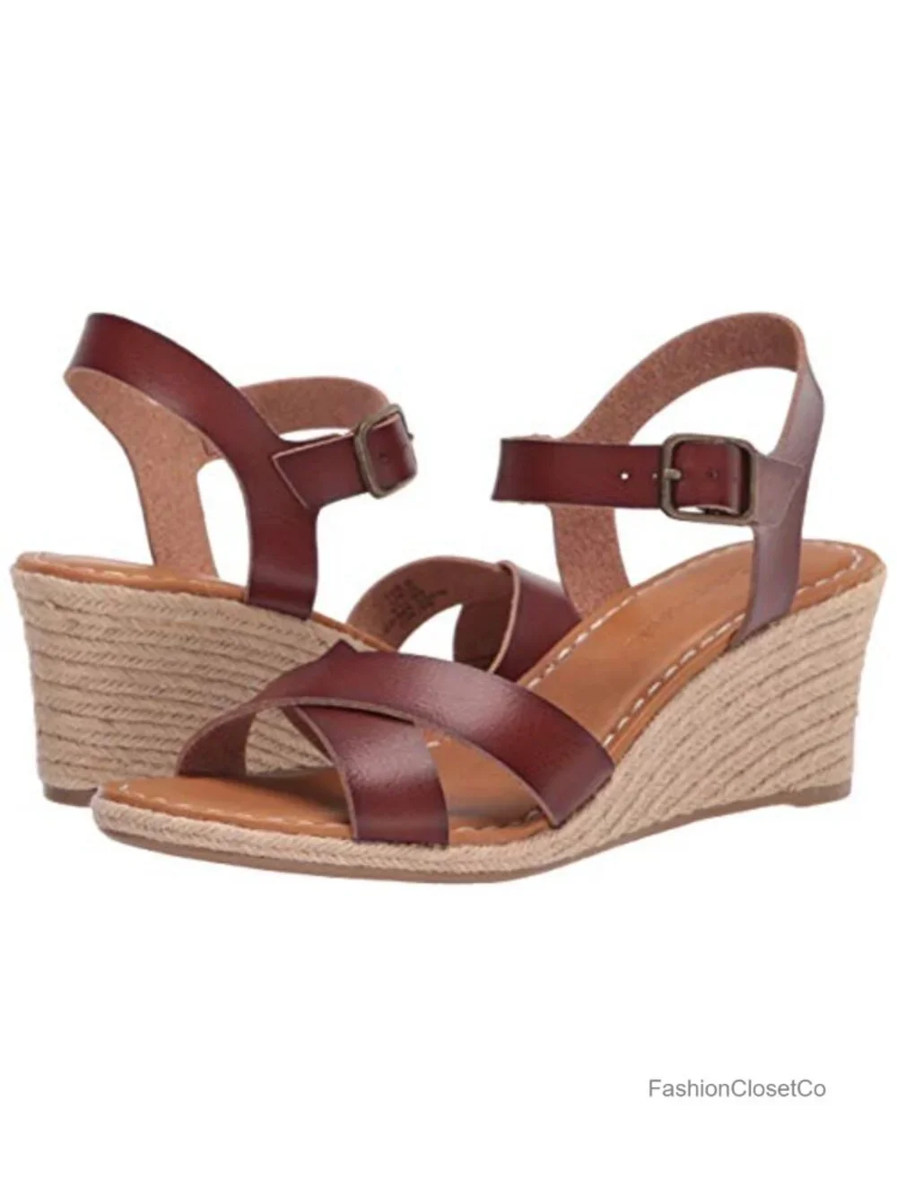 Women's Espadrille Wedge Sandal with Adjustable Buckle, Elastic Strap